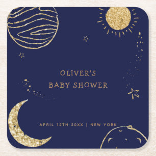 Mitternacht Galaxy Moon Star Babydusche Rechteckiger Pappuntersetzer