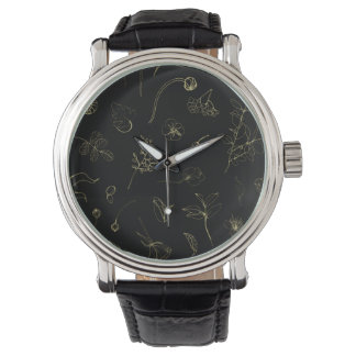 Mitternacht Garten Botanische Linie Art Watch Armbanduhr