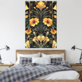 Mitternacht Gold Bloom Art Deco Leinwanddruck (Insitu (Schlafzimmer))