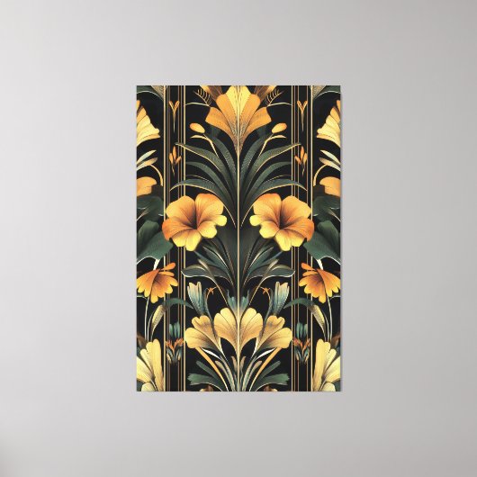 Mitternacht Gold Bloom Art Deco Leinwanddruck (Vorderseite)