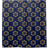 Mitternacht Gold: Luxe Geometric Muster auf Deep B Duschvorhang (Vorderseite)