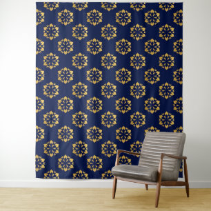 Mitternacht Gold: Luxe Geometric Muster auf Deep B Wandteppich