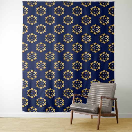 Mitternacht Gold: Luxe Geometric Muster auf Deep B Wandteppich (Beispiel)