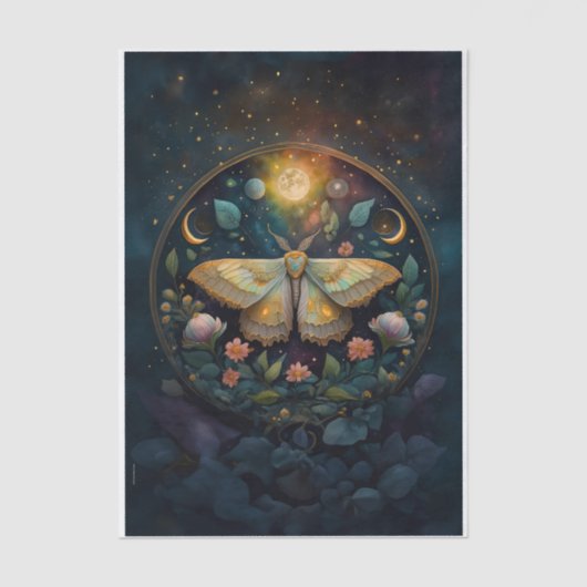 Mitternacht Gossamer Wings, Moth & Moon Seidenpapier (Vorderseite)