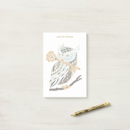 Mitternacht Großer Hornhühner Personalisiert Post-it Klebezettel (Auf Schreibtisch)