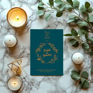 Mitternacht Grün & Kupfer Diamond Save the Date Einladung