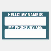 Mitternacht grüner Adlername & Pronoun Labels Rechteckiger Aufkleber (Vorderseite)