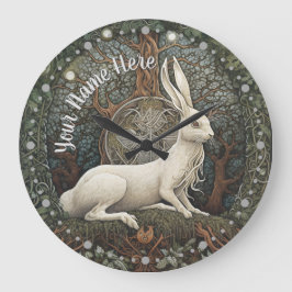 Mitternacht Hare Nature Boho Große Wanduhr
