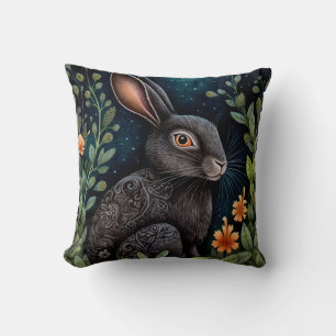 Mitternacht Hare Throw Kissen