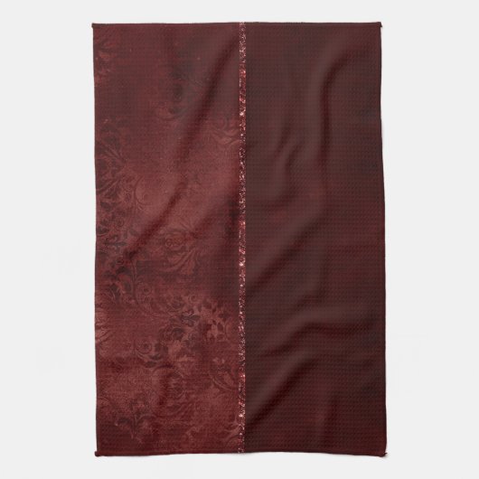 Mitternacht Henna Romance | Red Satiny Grunge Dama Geschirrtuch (Vertikal)