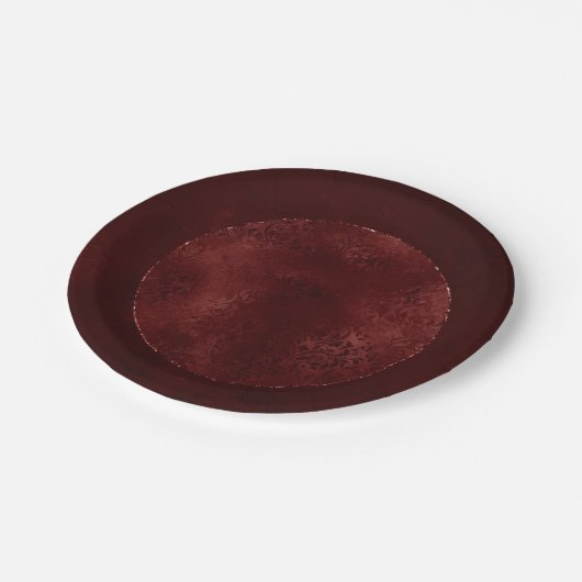 Mitternacht Henna Romance | Red Satiny Grunge Dama Pappteller (Schrägansicht)
