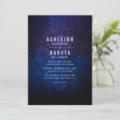 Mitternacht Himmel und Sterne| Galaxie Hochzeit Einladung (Stehend Vorderseite)