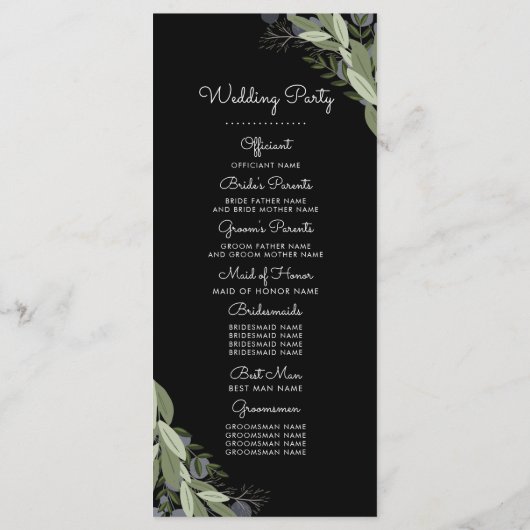 Mitternacht Hochzeitsprigs Programm (Rückseite)