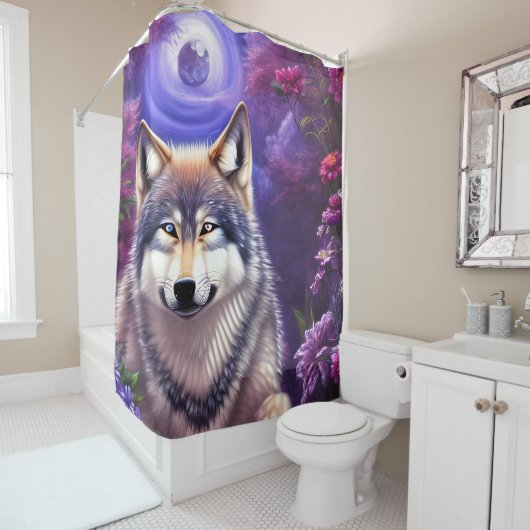 Mitternacht Howl Floral Wolf Duschvorhang (Beispiel)