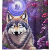 Mitternacht Howl Floral Wolf Duschvorhang (Vorderseite)