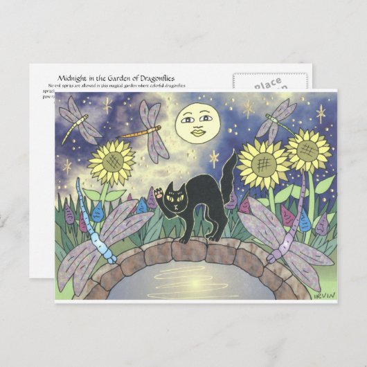 Mitternacht im Garten der Libellen Postkarte (Vorne/Hinten)