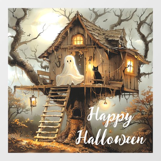 Mitternacht im Lantern Tree Fensteraufkleber (Blatt)