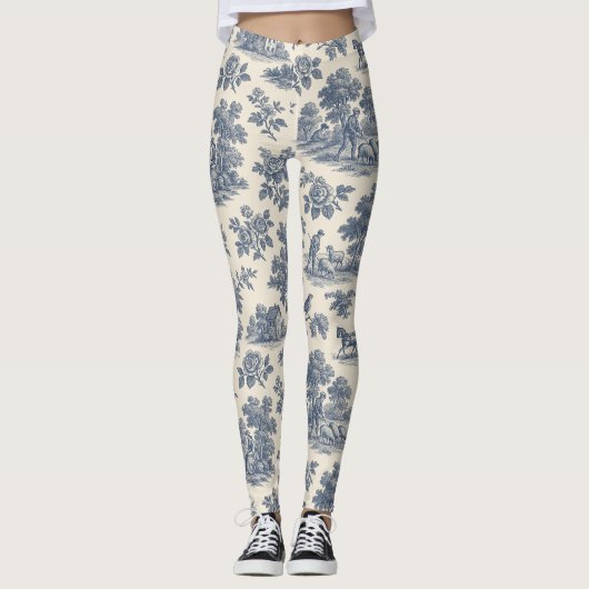Mitternacht in der Wiese - Blauer Toilpattern Legg Leggings (Vorderseite)