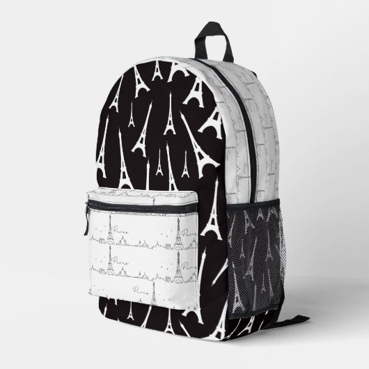 Mitternacht in Paris Eiffelturm Bedruckter Rucksack (Rückseitige Ecke Rechts)