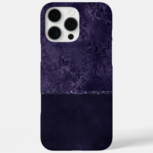 Mitternacht Indigo Romance | Satiny Grunge Damask Case-Mate iPhone Hülle (Rückseite)