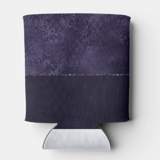 Mitternacht Indigo Romance | Satiny Grunge Damask Dosenkühler (Rückseite)