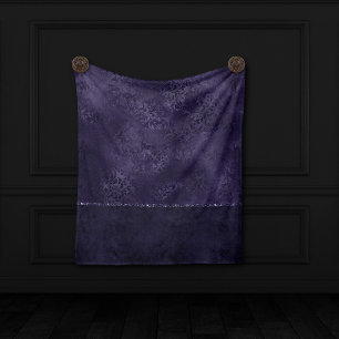 Mitternacht Indigo Romance Satiny Grunge Damask Fleecedecke