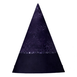 Mitternacht Indigo Romance Satiny Grunge Damask Partyhütchen
