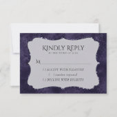 Mitternacht Indigo Romance | Satiny Grunge Damask RSVP Karte (Vorderseite)