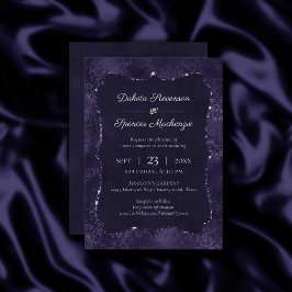 Mitternacht Indigo Romance | Satiny Grunge Wedding Einladung