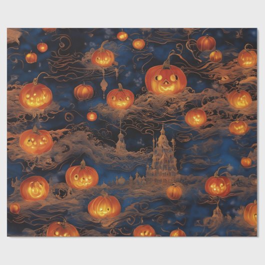 Mitternacht Jack-O' Lantern Ball Geschenkpapier (Flach)