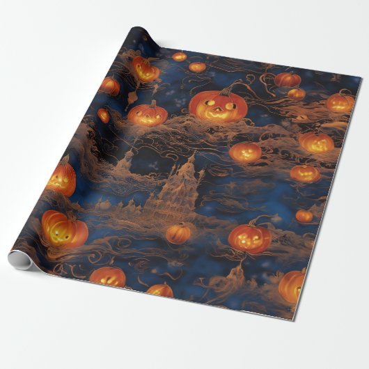 Mitternacht Jack-O' Lantern Ball Geschenkpapier (Ungerollt)