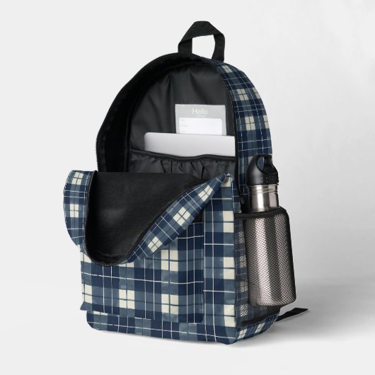 Mitternacht Kariert Bedruckter Rucksack (Rückseitige Ecke links (Offen) )
