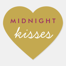 Mitternacht Kisses Wedding Party Magenta Gold Herz-Aufkleber