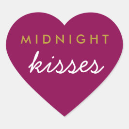 Mitternacht Kisses Wedding Party Magenta Gold Herz-Aufkleber