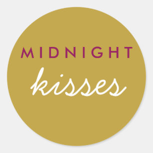 Mitternacht Kisses Wedding Party Magenta Gold Runder Aufkleber