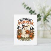 Mitternacht-Kürbisfeld-Geist Halloween Einladung (Stehend Vorderseite)