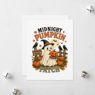 Mitternacht-Kürbisfeld-Geist Halloween Feiertagskarte