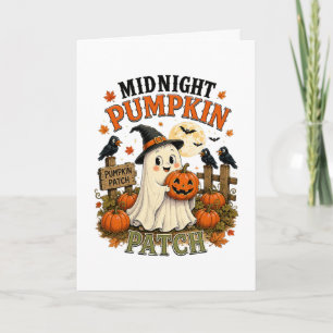 Mitternacht-Kürbisfeld-Geist Halloween Feiertagskarte