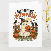 Mitternacht-Kürbisfeld-Geist Halloween Karte (Gelbe Blume)
