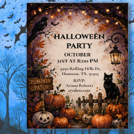 Mitternacht-Kürbisfeld-Halloween-Party Einladung