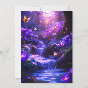 Mitternacht Lavender Kaskade-Blüten Feiertagskarte