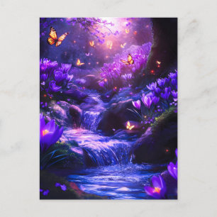 Mitternacht Lavender Kaskade-Blüten Feiertagspostkarte