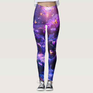 Mitternacht Lavender Kaskade-Blüten Leggings