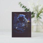 Mitternacht Leopard Portrait Postkarte (Stehend Vorderseite)