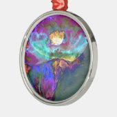 Mitternacht Lila Mohnwasserfarbe Silbernes Ornament (Links)