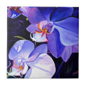 Mitternacht Lila Orchids Keramik Tile Fliese (Vorderseite)