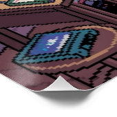 Mitternacht Lofi Pixel Art Retro Zimmer Poster (Ecke)