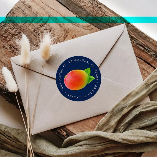 Mitternacht Mango Wedding | Adresse Runder Aufkleber