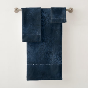 Mitternacht-Marine-Romance Blue Satiny Grunge Da Badhandtuch Set