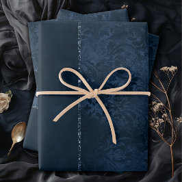 Mitternacht-Marine-Romance | Blue Satiny Grunge Da Geschenkpapier Set